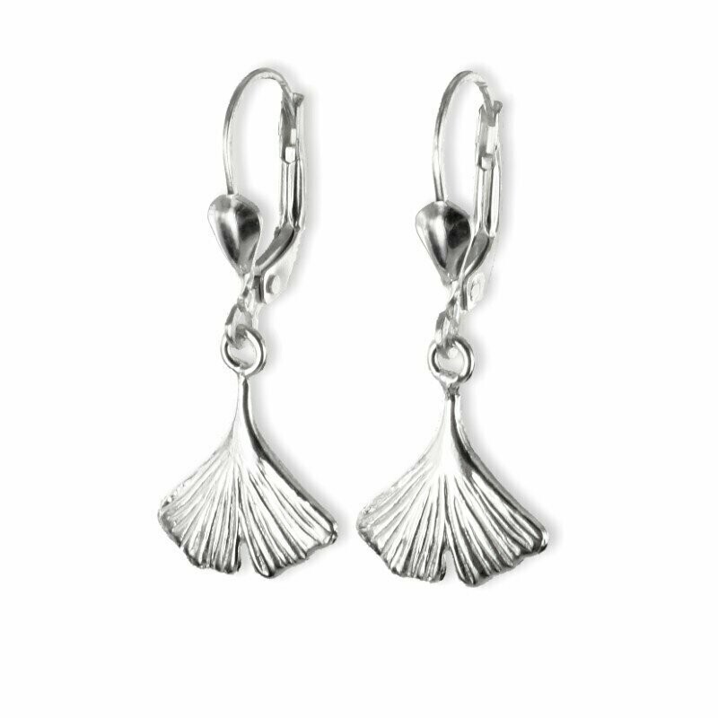 Ginkgo Blatt Ohrhänger in 925 Silber Ginkgo Blatt Ohrhänger in 925 Silber