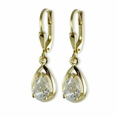 Gold Ohrhänger mit Zirkonia in Tropfenform