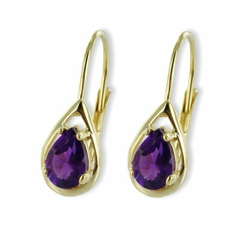 Amethyst Ohrringe Kurzhänger 333 Gold Ohrschmuck