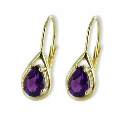 Amethyst Ohrringe Kurzhänger 333 Gold Ohrschmuck