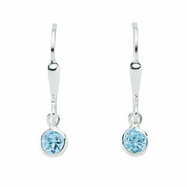 Silber Ohrhänger mit farbigen Zirkonia blau