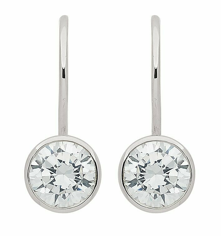 Silber Ohrringe als Ohrhänger mit großen 7 mm Zirkonia