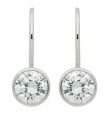 Silber Ohrringe als Ohrhänger mit großen 7 mm Zirkonia