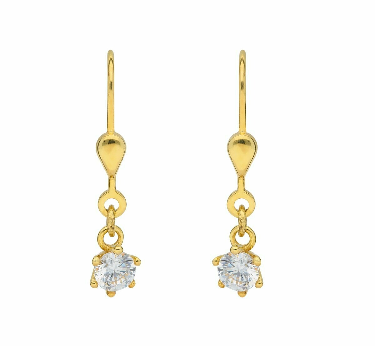 Zirkonia Ohrhänger in Kurzer Form 333 Gelbgold mit Brisur