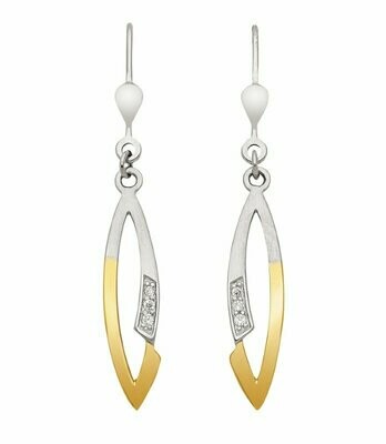 Zweifarbige 925 Silber Ohrhänger mit Zirkonia