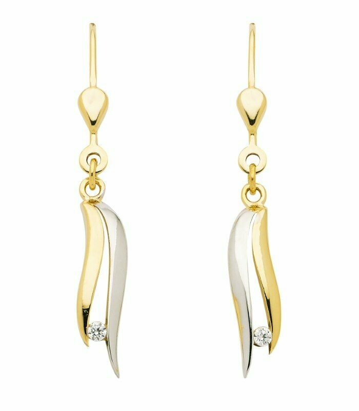 Gold Ohrringe mit Brisur als Ohrhänger mit Zirkonia Gold Ohrringe mit Brisur als Ohrhänger mit Zirkonia