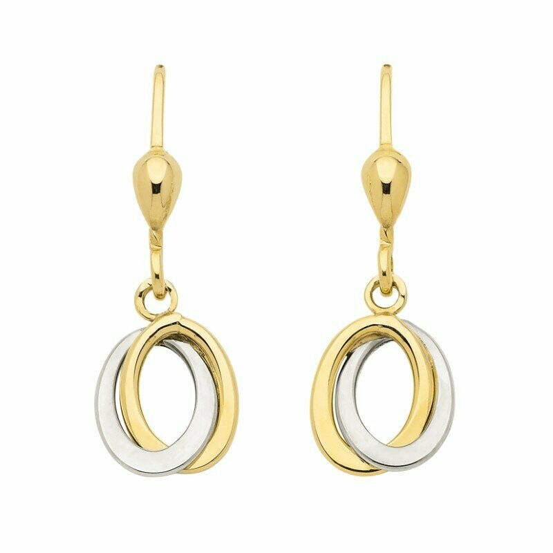 Gold Ohrringe als Ohrhänger in Gold bicolor mit Brisur