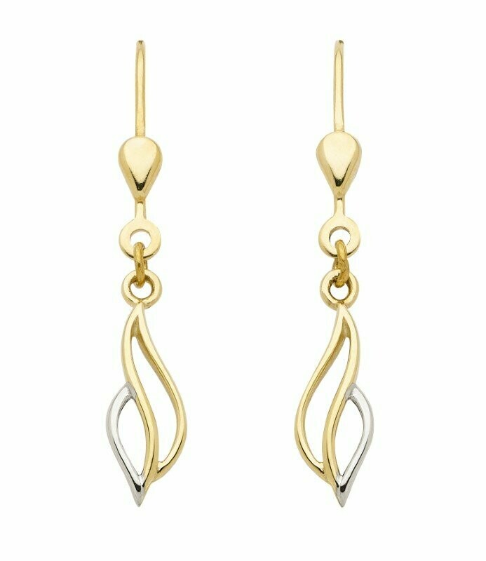 Ohrhänger 333 Gold rhodiniert bicolor gedrehtes Design