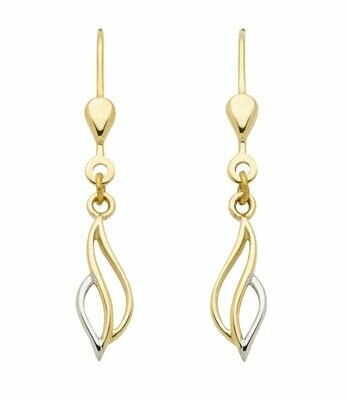 Ohrhänger 333 Gold rhodiniert bicolor gedrehtes Design