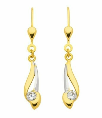 Ohrringe in 333 Gold bicolor mit Zirkonia und Brisur