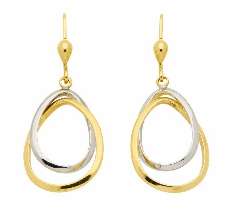 Große Gold Ohrhänger in 333 Gold Bicolor gelb/weiß