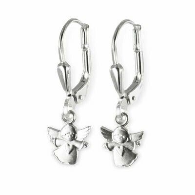 Engel Ohrhänger mit Herz in 925 Silber