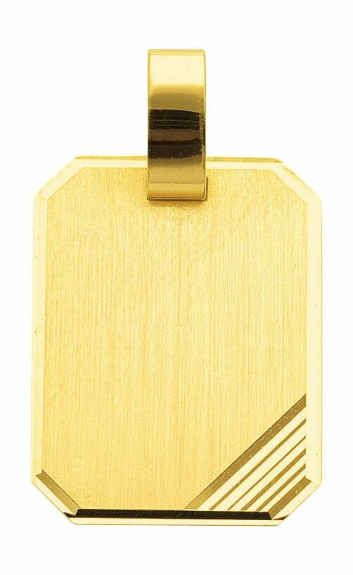 Gold Gravurplatte Anhänger mattiert mit Schliff 22 x 15 mm