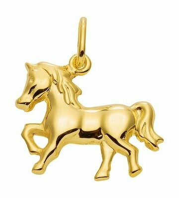 Pferd Kettenanhänger in Gold 11,1x 13,9 mm