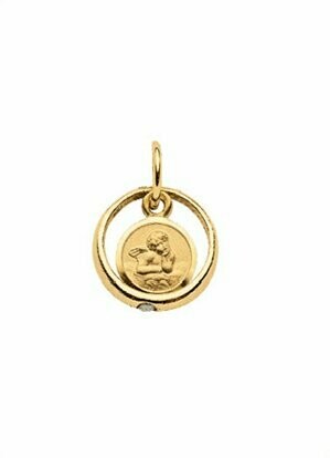 Gold Taufring Engel Anhänger mit Zirkonia