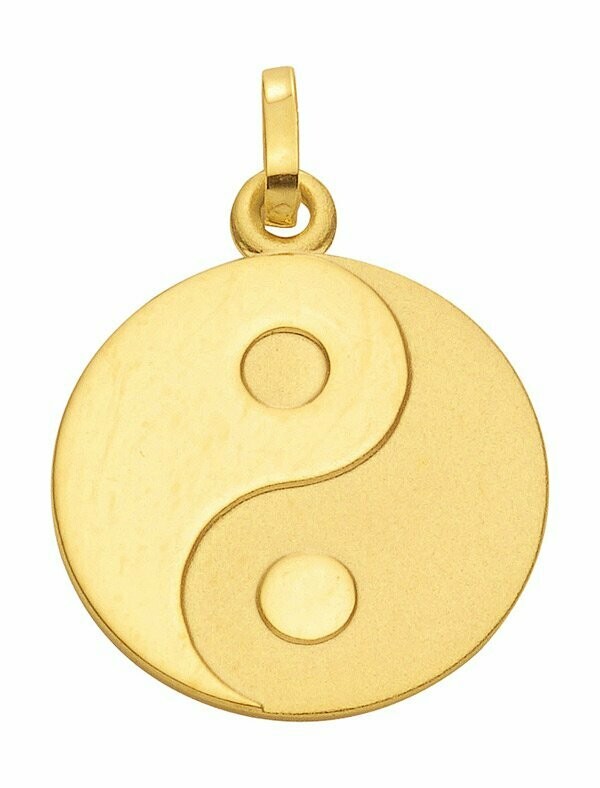 Ying & Yang Kettenanhänger rund in 333 Gelbgold