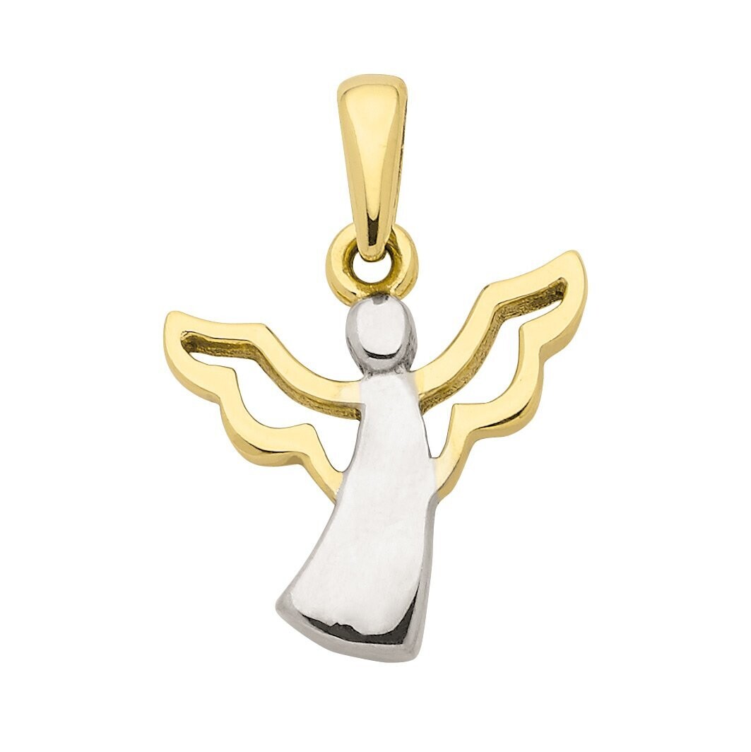 Engel Anhänger 333 er  bicolor Gold rhodiniert ca.1,8 cm lang