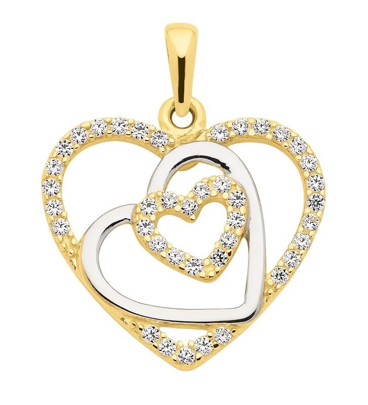 Gold Herz Anhänger aus 333 Gold mit Zirkonia Höhe ca. 2cm