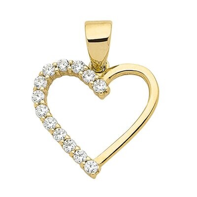 Herz Gold Anhänger mit Zirkonia besetzt Länge ca. 18 mm