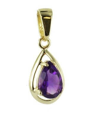 Amethyst Anhänger in 333 Gold in Tropfenform ca.2cm