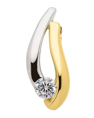 Moderner Gold Kettenanhänger mit Zirkonia 2farbig