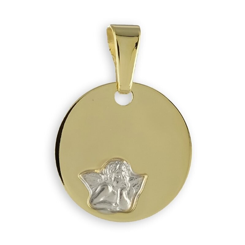 Runder 333 Gold Kettenanhänger mit Engel zum gravieren