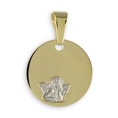 Runder 333 Gold Kettenanhänger mit Engel zum gravieren
