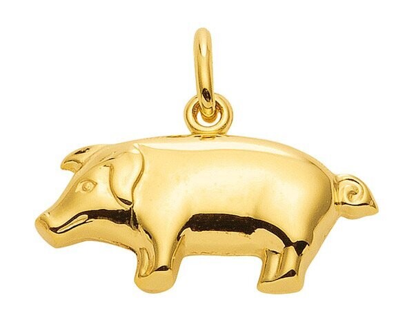 Glücks Schwein als Kettenanhänger aus 333 Gold