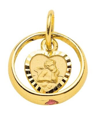 Gold Taufring Ketten Anhänger mit Rubin