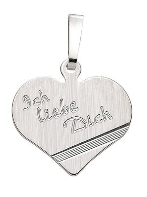 Silber Herz Anhänger mit Gravur " Ich liebe Dich "