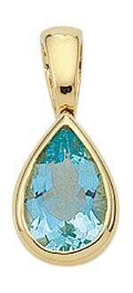 Aquamarin Anhänger in Tropfenform 585 Gold