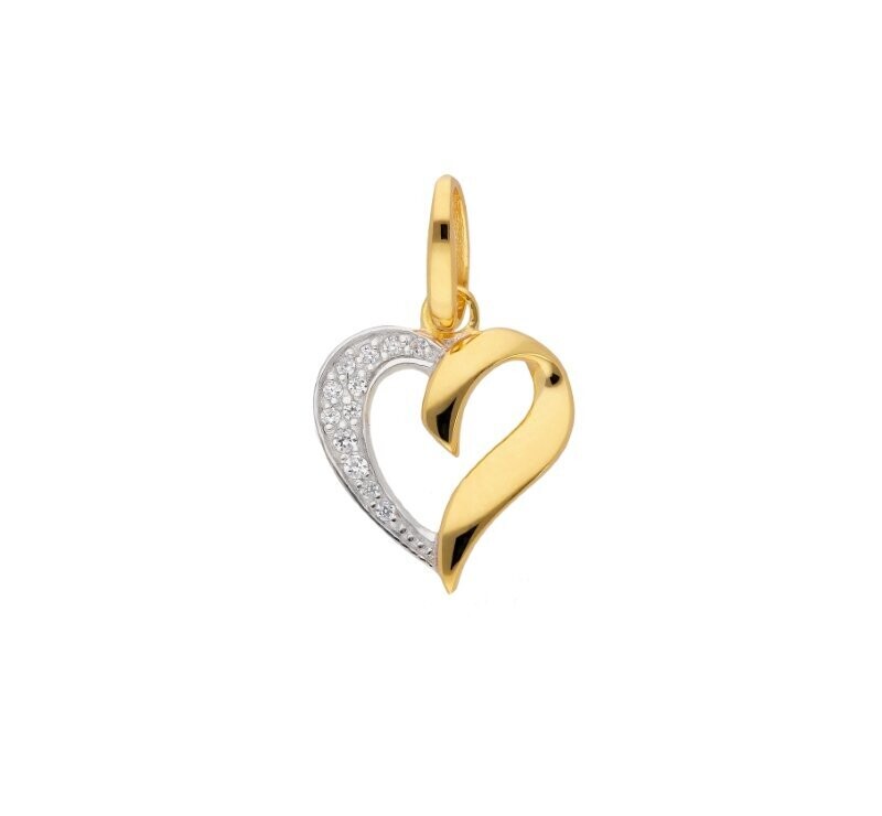 Herz Anhänger in 585 Gold mit Zirkonia besetzt