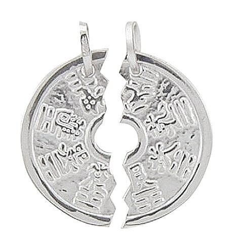 Silber Partneranhänger 2 Teile einer Medaille zum teilen