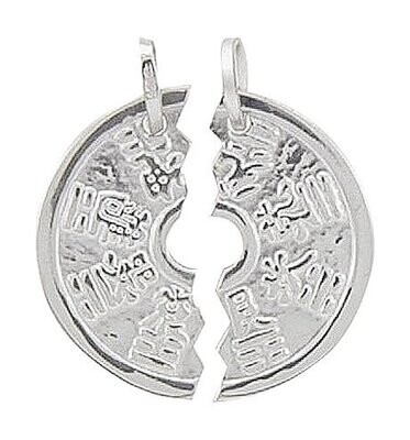 Silber Partneranhänger 2 Teile einer Medaille zum teilen