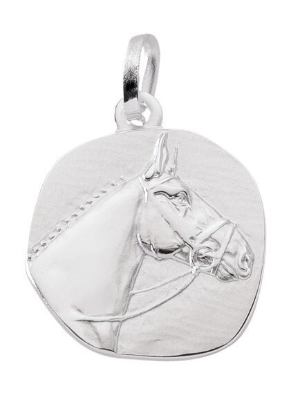 Pferdekopf Medaille als Kettenanhänger aus 925 Silber