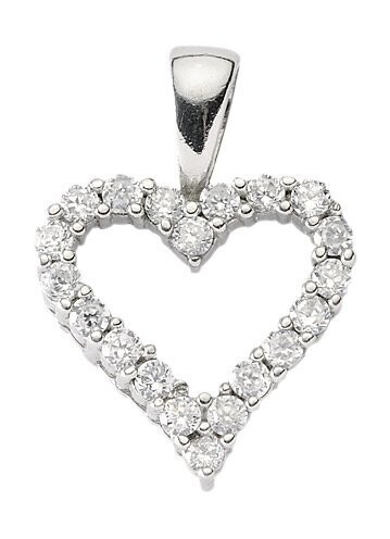 925 Silber Herz Anhänger mit Zirkonia 14 x 13,7 mm