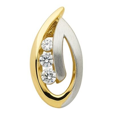 Gold bicolor Anhänger mit Zirkonia