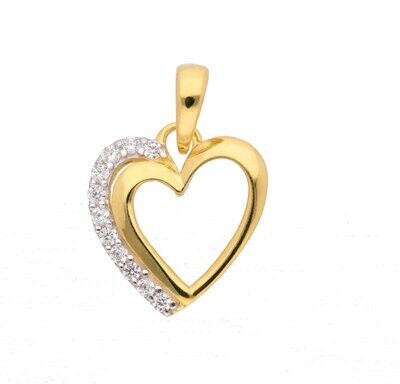 Moderner Herz Anhänger mit Zirkonia  333 Gold