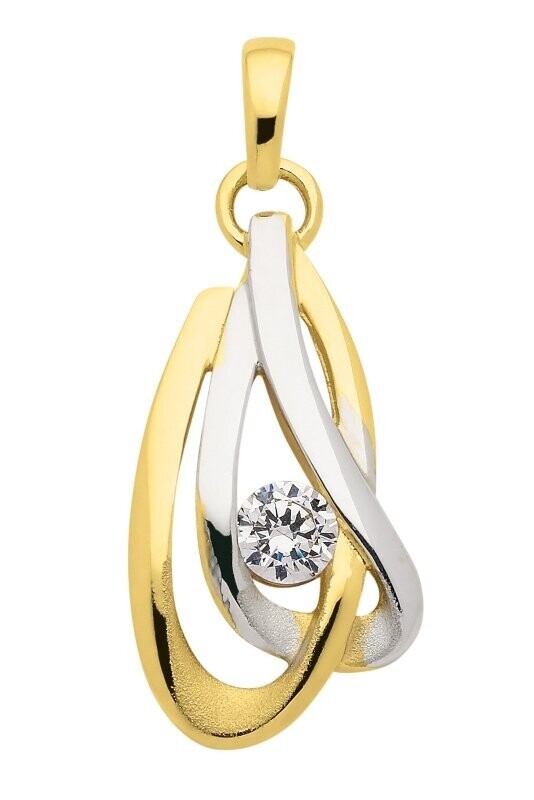 Gold Anhänger mit Zirkonia 333 Gold teilrhodiniert