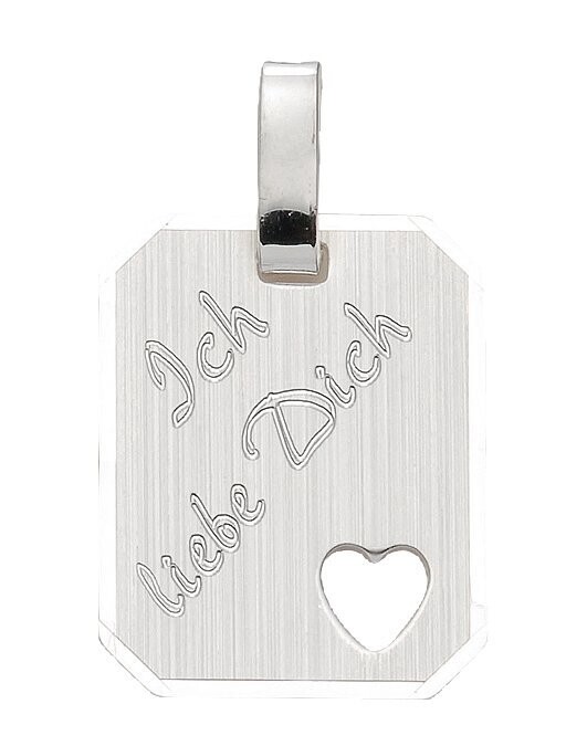 Viereckiger 925 Silber Gravuranhänger  "Ich liebe Dich"