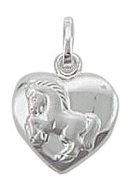 Kleiner Herz Anhänger für Pferdefreunde in Silber