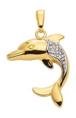 Delphin Anhänger mit Zirkonia aus 333 Gold