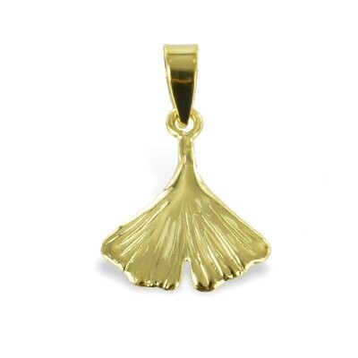 kleiner Gold Ginkgoblatt Anhänger 18x12 mm