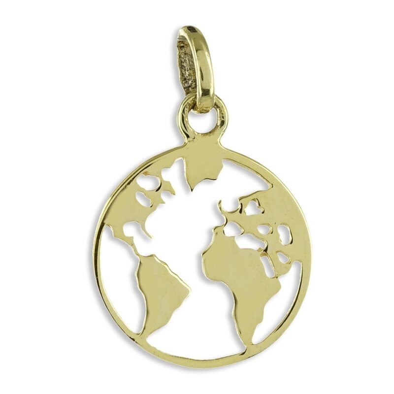 Runde Weltkarte Anhänger aus 333 Gold