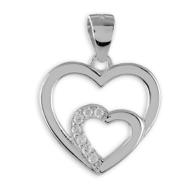 Herz Anhänger aus 925 Silber mit 7 Zirkonia besetzt Herz Anhänger aus 925 Silber mit 7 Zirkonia besetzt