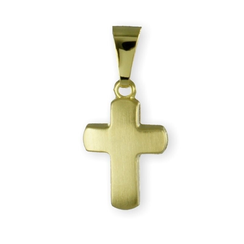 Kleiner Kreuzanhänger aus mattiertem 333 Gold Kleiner Kreuzanhänger aus mattiertem 333 Gold