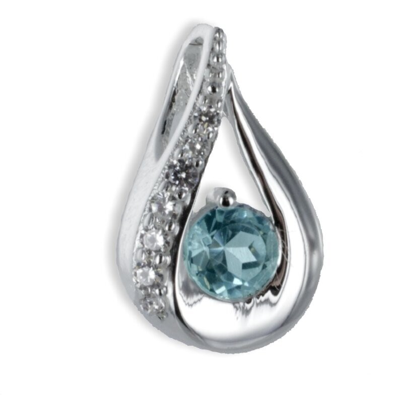 Silber Anhänger mit Blautopas und Zirkonia Silber Anhänger mit Blautopas und Zirkonia