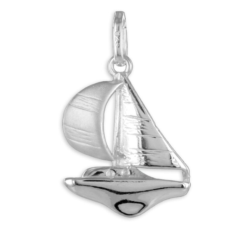 Segelboot Kettenanhänger in 925 Silber 2,6 cm