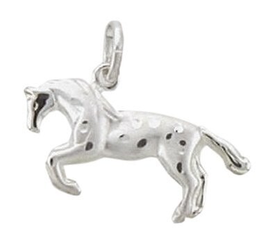 Pferd Ketten Anhänger in 925 Silber teilmattiert