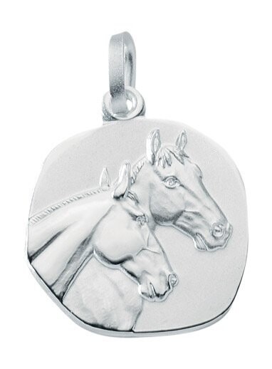 925 Silber Anhänger mit zwei Pferdeköpfen